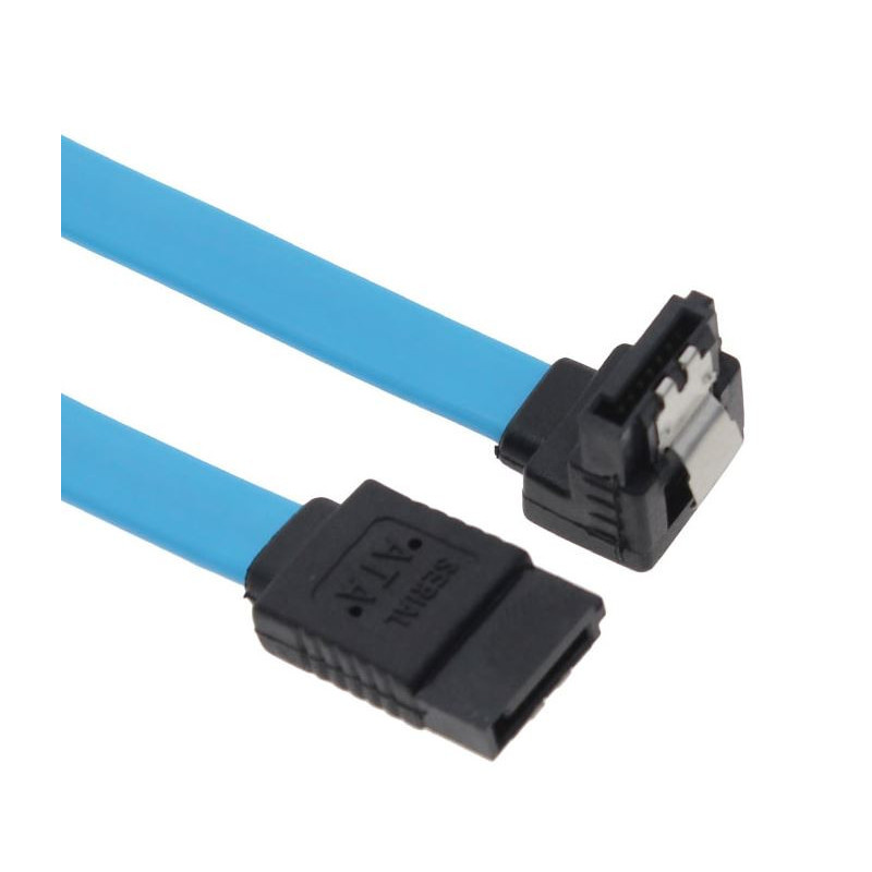 50cm SATA 3.0 Data Cable Male to Male 180 to 90 Degree with Metal Blu
