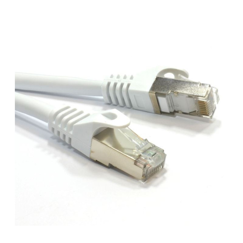 Hypertec CAT6A Shielded Cable 1m Grey/White Color 10GbE RJ45 Ethernet Network LAN S/FTP LSZH Cord 26AWG PVC Jacket