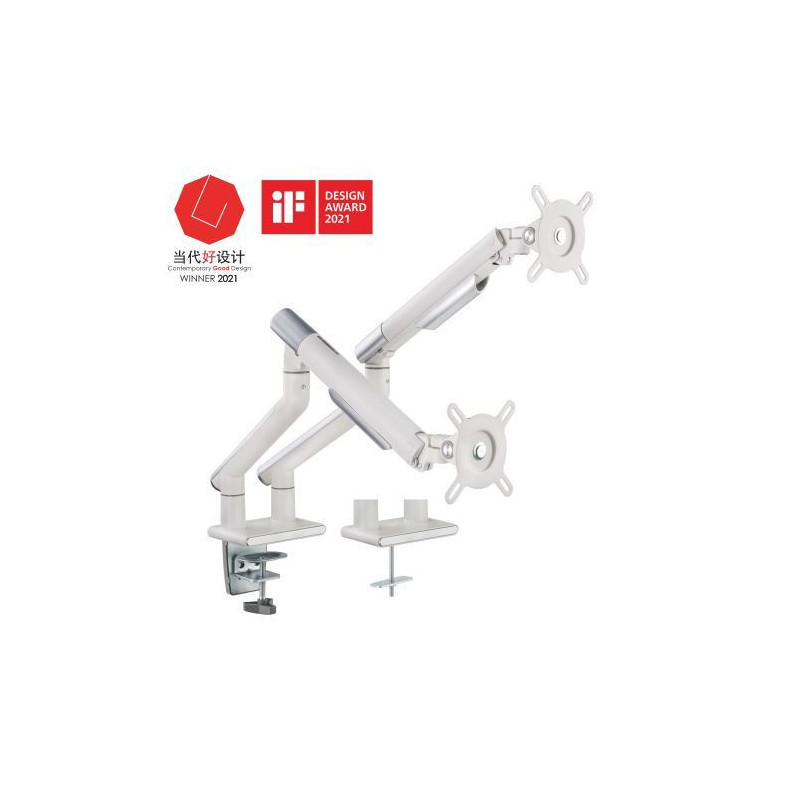 Brateck Dual Monitor Premium Slim Aluminum Spring-Assisted Monitor Arm Fix Most 17in-32in Monitor Up to 9kg per screen VESA 75x7