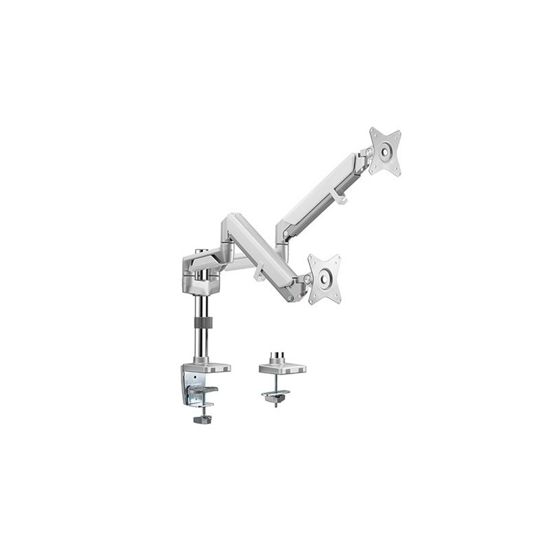 Brateck Dual Monitor Epic Gas Spring Aluminium Monitor Arm 17in-32in - Gloss Grey