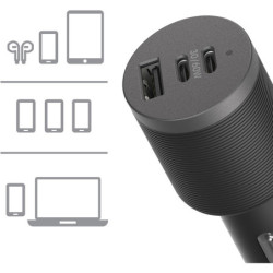 OtterBox Premium Pro Fast Charge - 3 Port Car Charger 72W (USB-C 30W x 2 and USB-A 12W) - Black