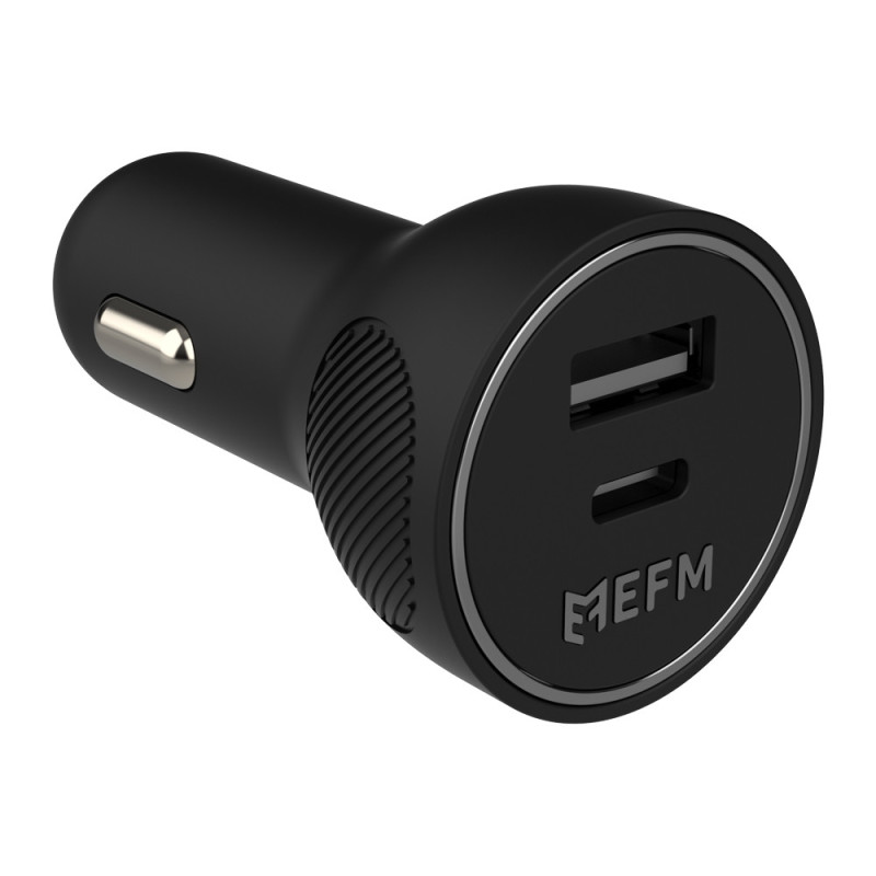 EFM 48W Dual Port Car Charger - With Power Delivery and PPS - Black