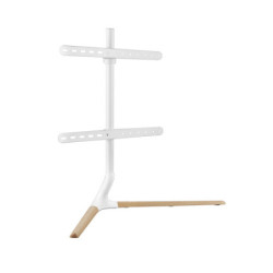 Brateck Modern Linear Tabletop TV Stand For 49in-70in TVs -- Matte White & Beech