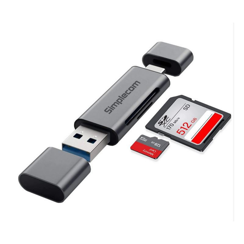 Simplecom CR402 USB-C & USB-A SD/MicroSD Card Reader 