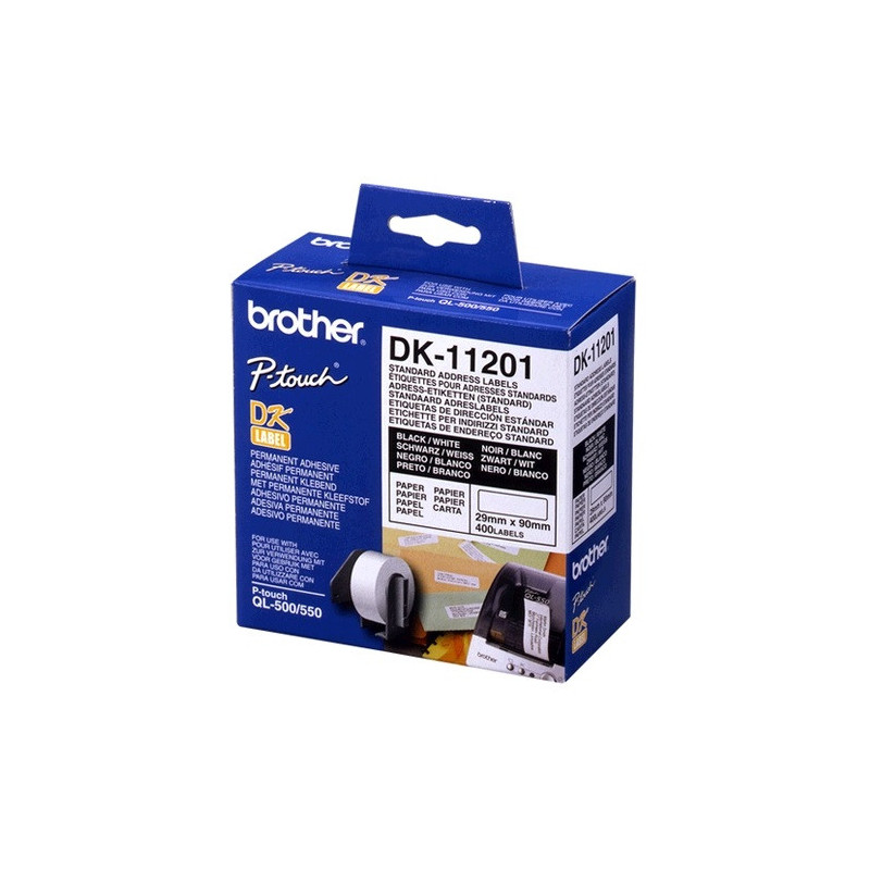 WHITE STANDARD ADDRESS LABELS, 29MM X 90MM 400 LABELS PER ROLL Brother White Standa
