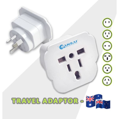 Sansai Travel Adaptor for 240V equipment from Britain, USA, Europe, Japan, China, HongKong, Singapore, Korea & Italy, to use in 