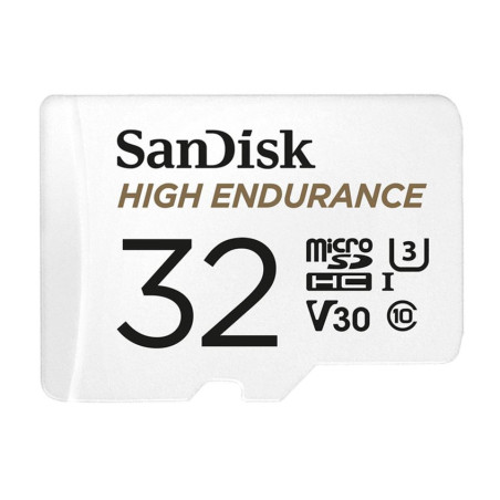 SanDisk High Endurance 32GB microSD 100MB/s 40MB/s 2.5K hrs 4K UHD C10 U3 V30 -40Â°C to 85Â°C Heat Freeze Shock Temp Water X-ray