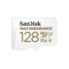 SanDisk Max Endurance 128GB microSD 100MB/s 40MB/s 20K hrs 4K UHD C10 U3 V30 -40Â°C to 85Â°C Heat Freeze Shock Temperature Water