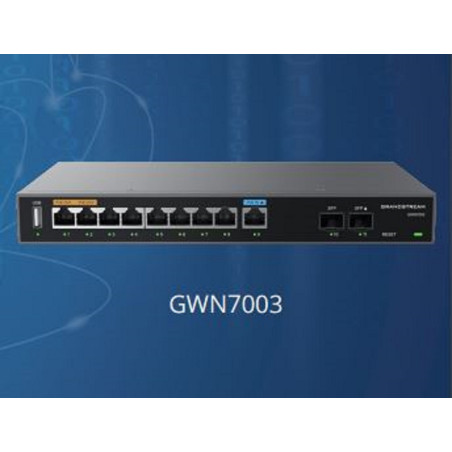 Grandstream GWN7003 Multi-WAN Gigabit VPN Router, Built-in Firewalls, 2x 2.5 Gigabit SFP Ports 9x Gigabit, 512MB RAM, 256MB Flas