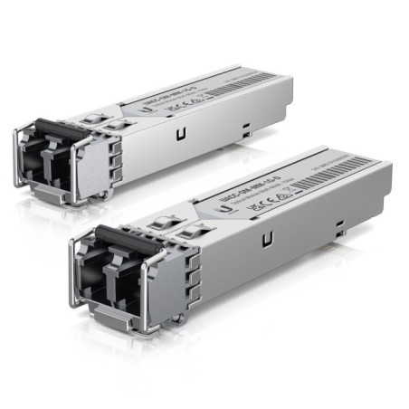 Ubiquiti UFiber SFP Multi-Mode Fiber Module, 2-Pack, 1.25 Gbps Throughput, 1.25 Gbps Throughput, Supports Connections Up to 550 