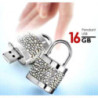 16GB Crystal Lock Pendant USB Flash Drive Pen Stick Memory (Silver)