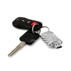 16GB Crystal Lock Pendant USB Flash Drive Pen Stick Memory (Silver)