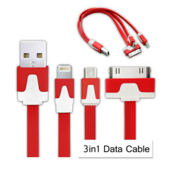 3in1 USB Charger / Data Cable Adapter For Apple/Samsung