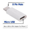 Micro USB to 8pin Adapter for iPhone 5S/5C/5/iPad Air/iPad Mini/iPod Nano7/Touch 5  