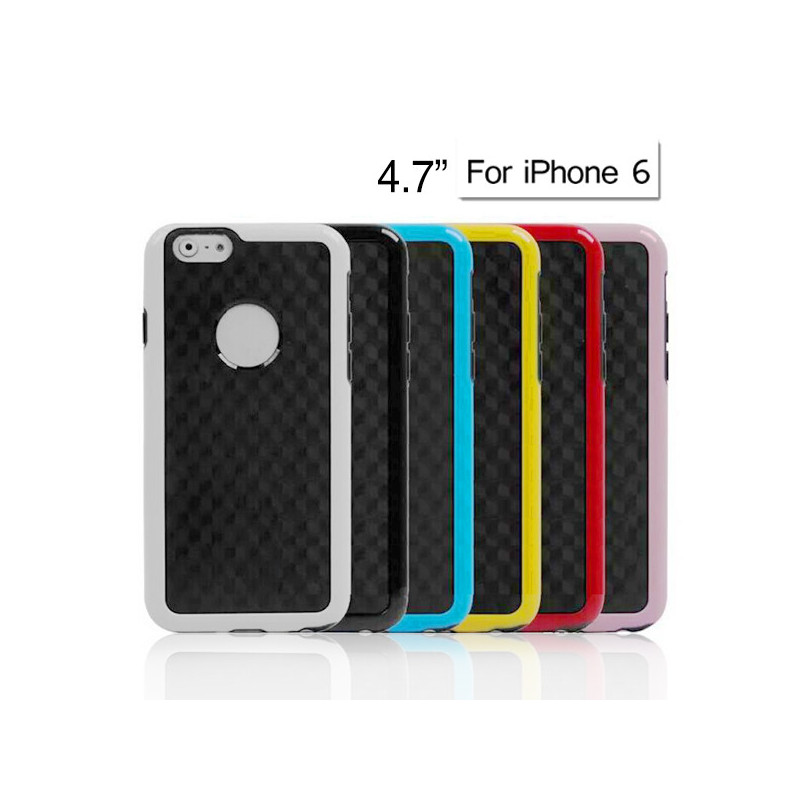 Carbon Fiber Back Cover for 4.7 Inch Apple iPhone 6 (Black/White/Blue/Red/Pink/Yellow)