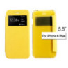 WINDOW VIEW SLIM LEATHER FLIP CASE FROSTED PC COVER FOR IPHONE 6 PLUS 5.5'   (YELLOW, PINK, GREEN,)