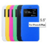 WINDOW VIEW SLIM LEATHER FLIP CASE FROSTED PC COVER FOR IPHONE 6 PLUS 5.5'   (YELLOW, PINK, GREEN,)