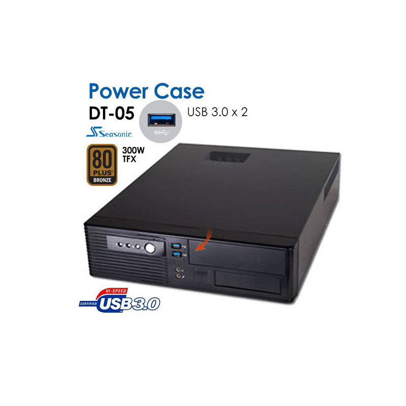 POWERCASE DT05 SLIM DESKTOP with 2 x USB3.0 Ports + Bonus SEASONIC 300W TFX PSU BRONZE