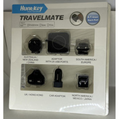 Huntkey TravelMate Multi Plugs USB Wall Charger Adapter 4.2 A US UK EU AU Plugs with Car Charger   (D204)