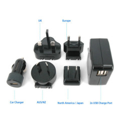 Huntkey TravelMate Multi Plugs USB Wall Charger Adapter 4.2 A US UK EU AU Plugs with Car Charger   (D204)