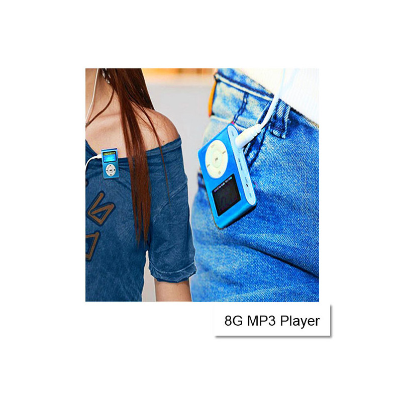 Mini Clip 16G MP3 Music Player With USB Cable & Earphone Black
