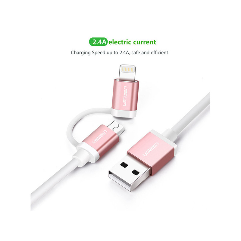 UGREEN Micro-USB to USB Cable with MFI Certified iPhone Adapter 1M (30470)