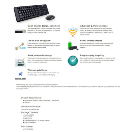 Logitech MK220 Wireless keyboard mouse (920-003235)
