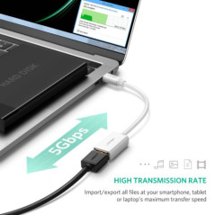 UGREEN USB Type-C Male to USB 3.0 Type A Female OTG Cable - White 15CM (30702)
