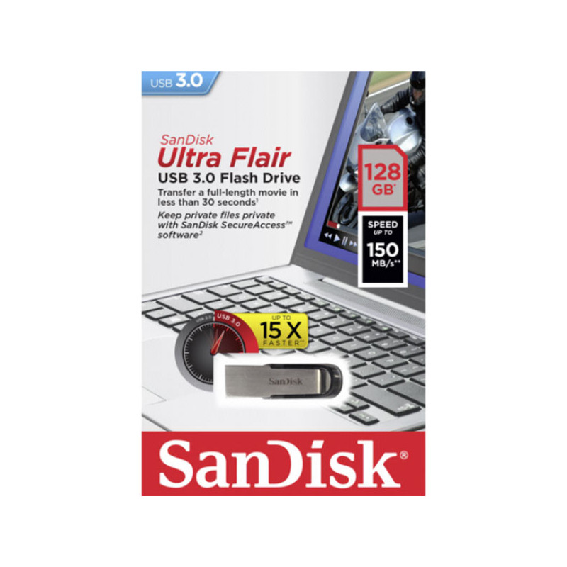 SANDISK 128GB CZ73 ULTRA FLAIR USB 3.0 FLASH DRIVE upto 150MB/s