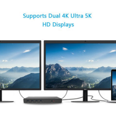 Wavlink USB-C Ultra 5K Laptop Docking Station with 6x USB3.0, 4K Dual Video Outputs, Gigabit Ethernet, Audio WL-UG69DK1
