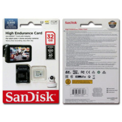 SANDISK HIGH ENDURANCE MICROSDHC CARD SQQNR 32G UHS-I C10 U3 V30 100MB/S R 40MB/S W SD ADAPTOR SDSQQNR-032G-GN6IA