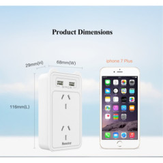 HUNTKEY SAC207 SMART WALL CHARGER with 2 AC and 2 USB combined 2.4A (TWIN PACK)