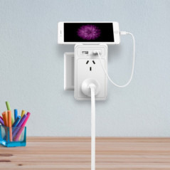 HUNTKEY SAC207 SMART WALL CHARGER with 2 AC and 2 USB combined 2.4A (TWIN PACK)