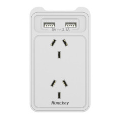 HUNTKEY SAC207 SMART WALL CHARGER with 2 AC and 2 USB combined 2.4A (TWIN PACK)