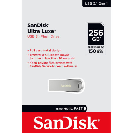SANDISK SDCZ74-256G-G46 256G  ULTRA LUXE PEN DRIVE 150MB USB 3.0 METAL