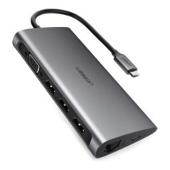 UGREEN Type C 8 in 1 Multifultion adaptor VGA/RJ45/USB3.0 x 3/SD/TF/TypeC PD Protocal (50539)