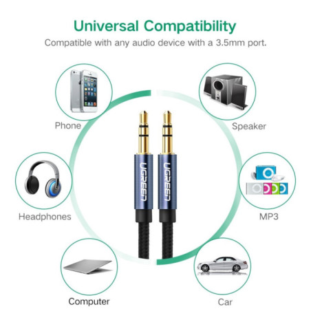 Ugreen 3.5mm male to 3.5mm male Audio cable white 2M 50368 White