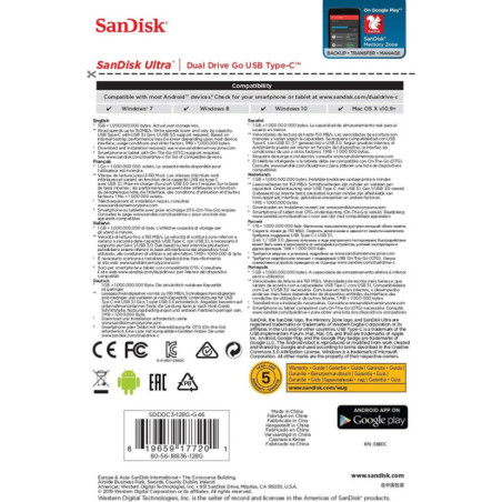 SanDisk 128GB Ultra Dual Go  USB 3.1 Type-C Flash Drive -SDDDC3-128G