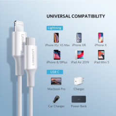 UGREEN TypeC to Lightning M/M Cable Rubber Shell 1m White 10493