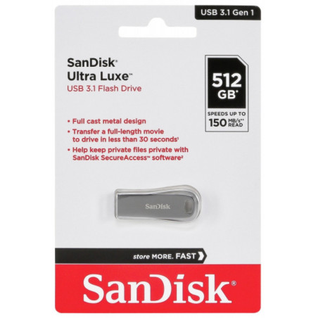 SANDISK SDCZ74-512G-G46 512G  ULTRA LUXE PEN DRIVE 150MB USB 3.0 METAL
