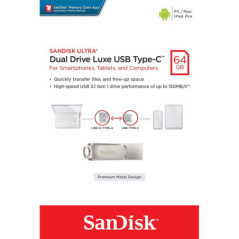 SANDISK 64G SDDDC4-064G-G46  Ultra Dual Drive Luxe USB3.1 Type-C (150MB) New