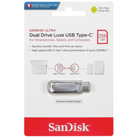 SANDISK 256G SDDDC4-256G-G46  Ultra Dual Drive Luxe USB3.1 Type-C (150MB) New