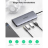 UGREEN USB-C To 3*USB 3.0 A+HDMI+VGA+RJ45 Gigabit+SD/TF+AUX3.5mm+PD Converter Gray with PD 80133