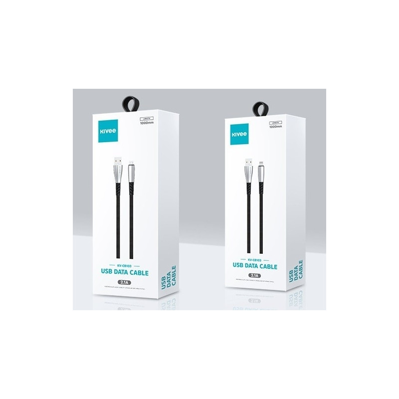 KIVEE CB103 iPhone 8-pin Charging Cable 1M Black/Silver