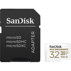 Sandisk Max Endurance Microsdhc Card SQQVR 32G (15 000 HRS) UHS-I C10 U3 V30 100MB/S R 40MB/S W SD Adaptor SDSQQVR-032G-GN6IA