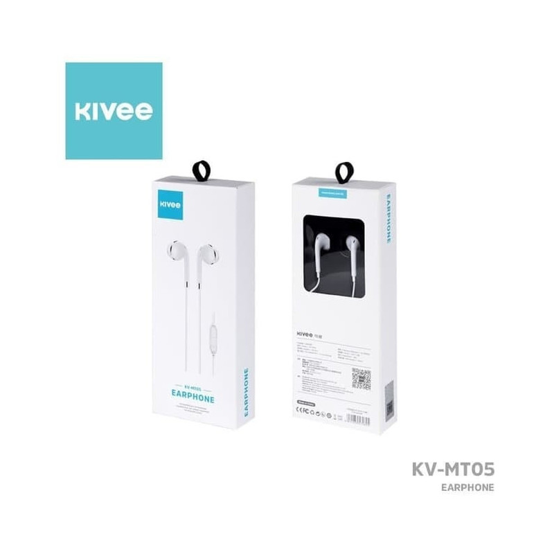 KIVEE MT05W earphone 3.5mm 1.2M White