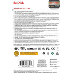Sandisk Max Endurance Microsdxc Card SQQVR 256G (120 000 HRS) UHS-I C10 U3 V30 100MB/S R 40MB/S W SD Adaptor SDSQQVR-256G-GN6IA