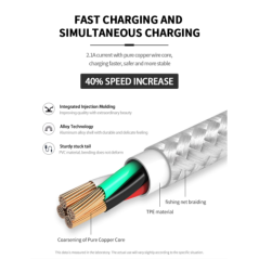 KIVEE CH061 USB to 3 IN 1 Charging Cable 1.2M Silver