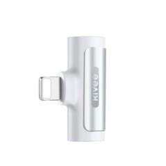 KIVEE AD11 iPhone 8-pin to iPhone 8-pin Audio + Charging + Phone Call Adapter White
