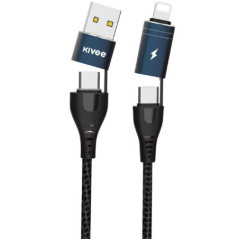 Kivee CT10 4-in-1 Charging Cable 1M Black